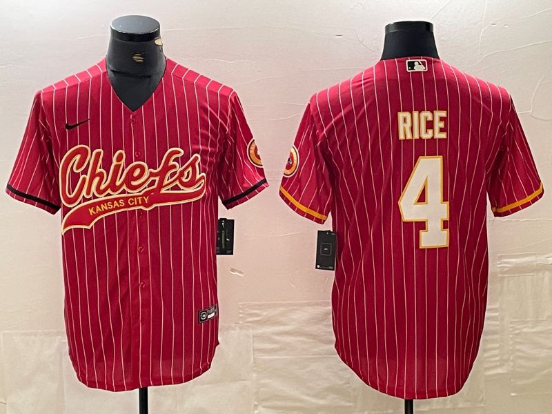 Men Kansas City Chiefs 4 Rice Red Nike 2024 Co Branding Game NFL Jersey style 1